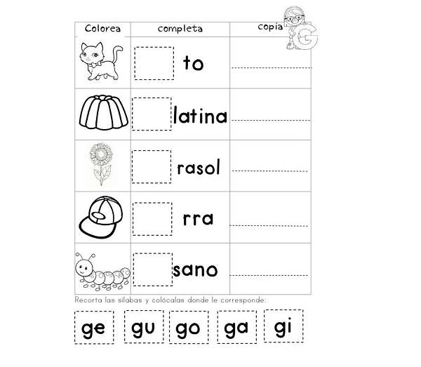 Actividades de preescolar 3 con silabas